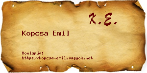 Kopcsa Emil névjegykártya